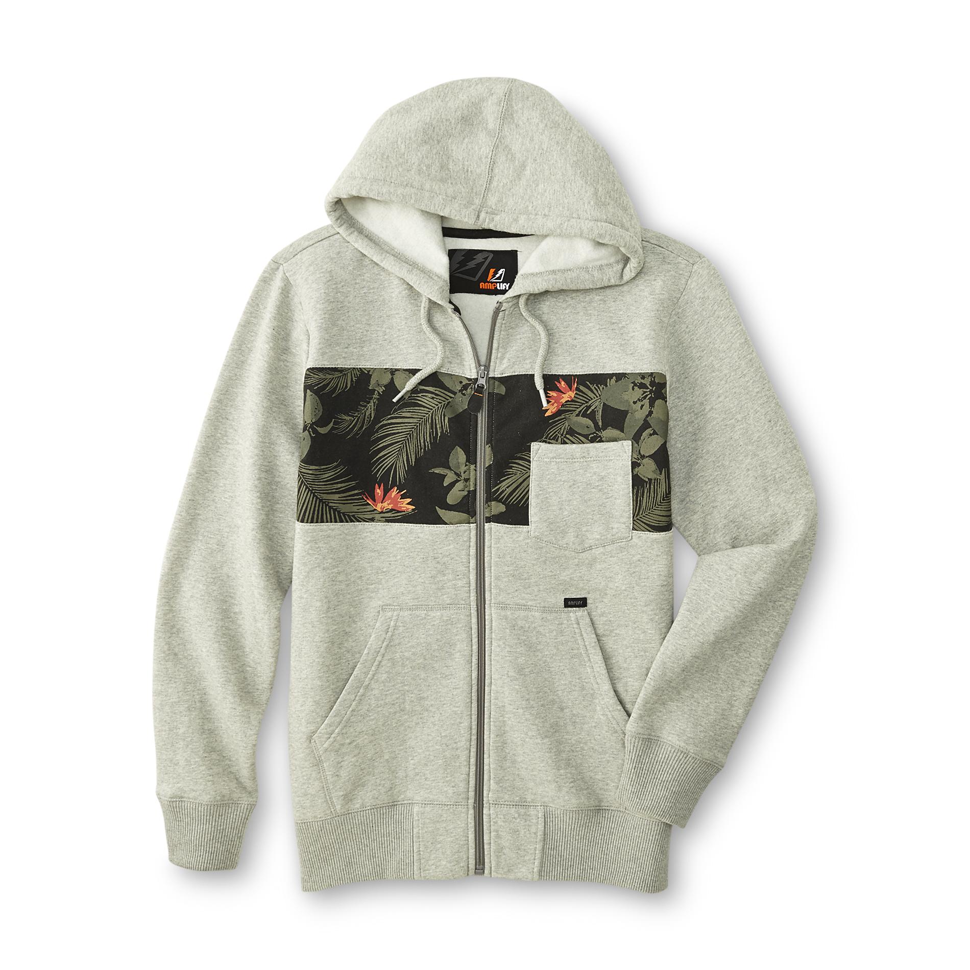 Amplify Young Men's Pocket Hoodie Jacket - Floral Print