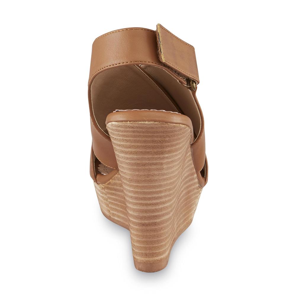 Restricted Women's Marlow Tan Peep Toe Slingback Wedge Sandal