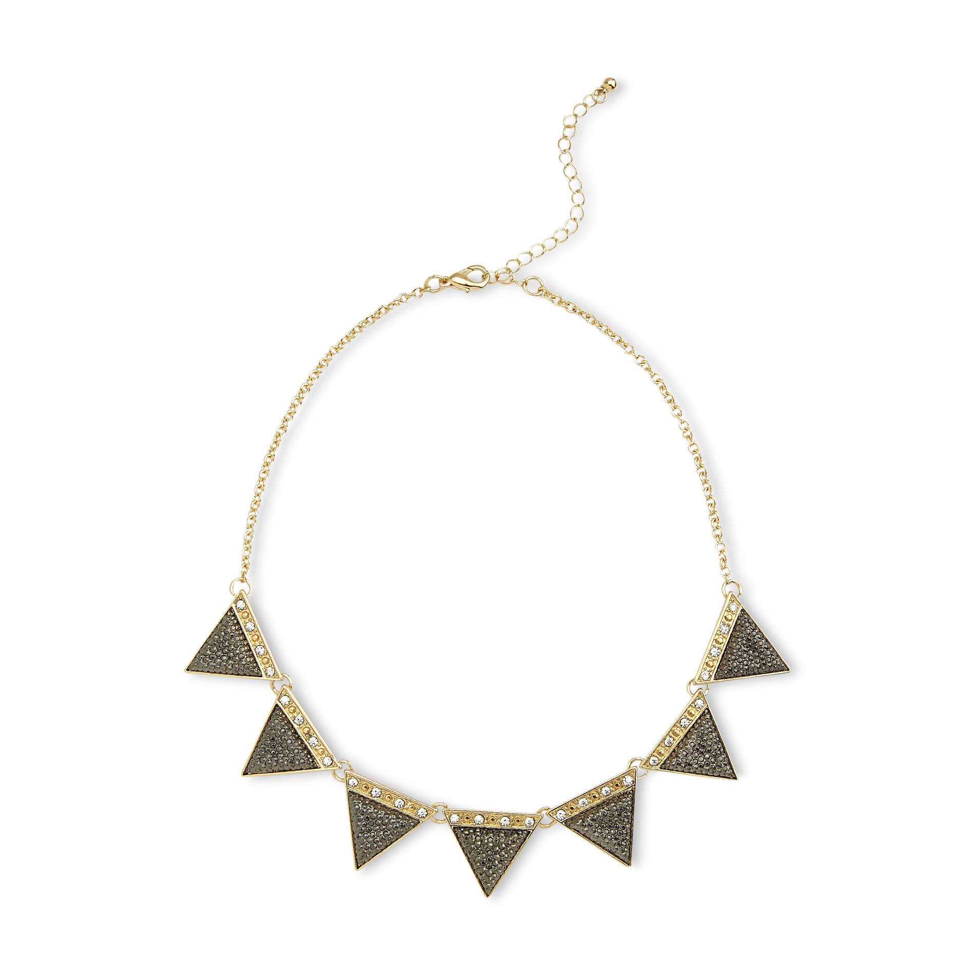 Bongo Junior's Goldtone Jeweled Triangle Necklace