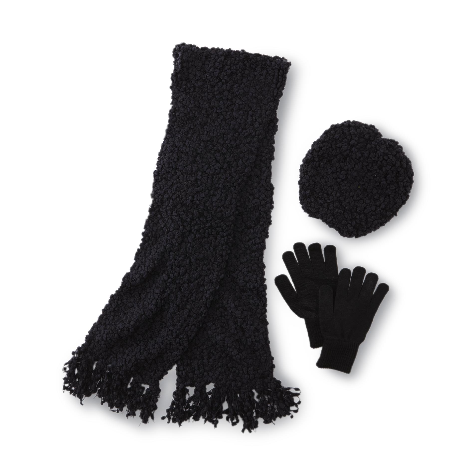 Jaclyn Smith Women's Knit Beanie  Scarf & Gloves