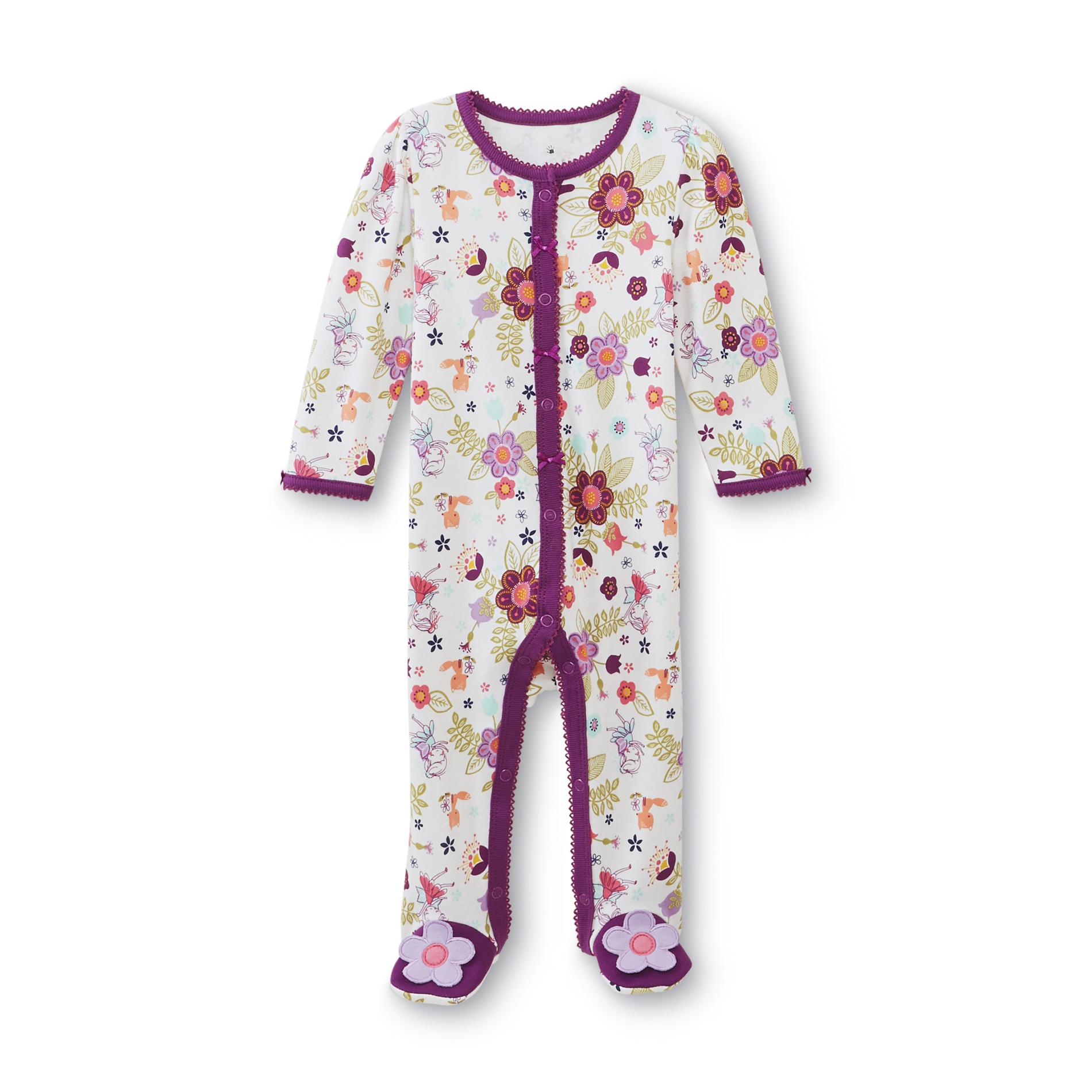 Small Wonders Newborn Girl's Footed Pajamas - Forest Fairies