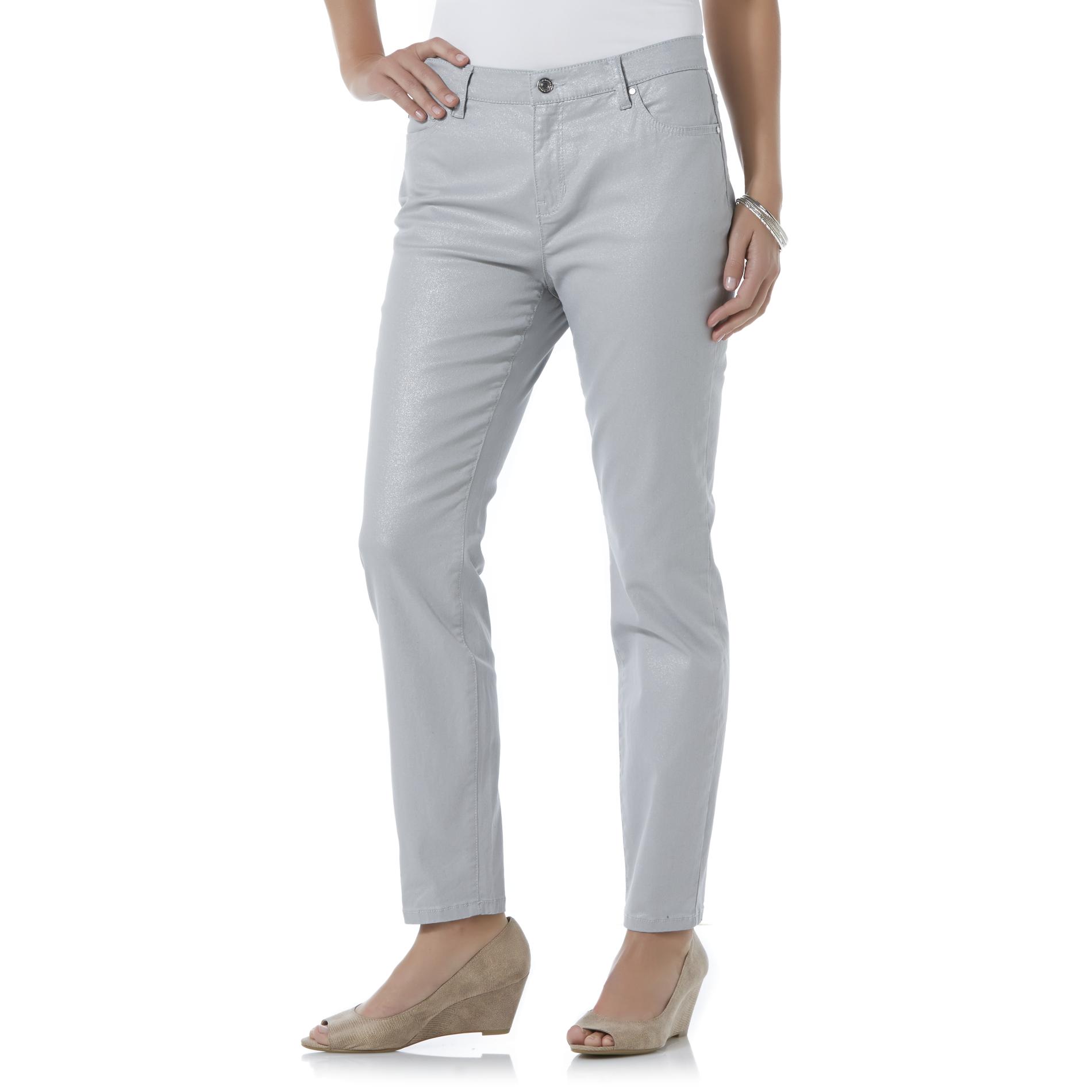 Jaclyn Smith Women's Metallic Coated Jeans - Clothing, Shoes & Jewelry ...