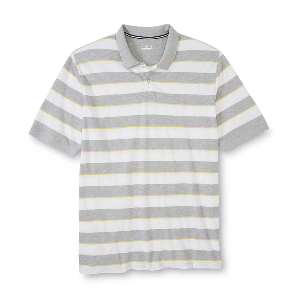 Basic Editions Men's Big & Tall Pique Polo Shirt - Striped
