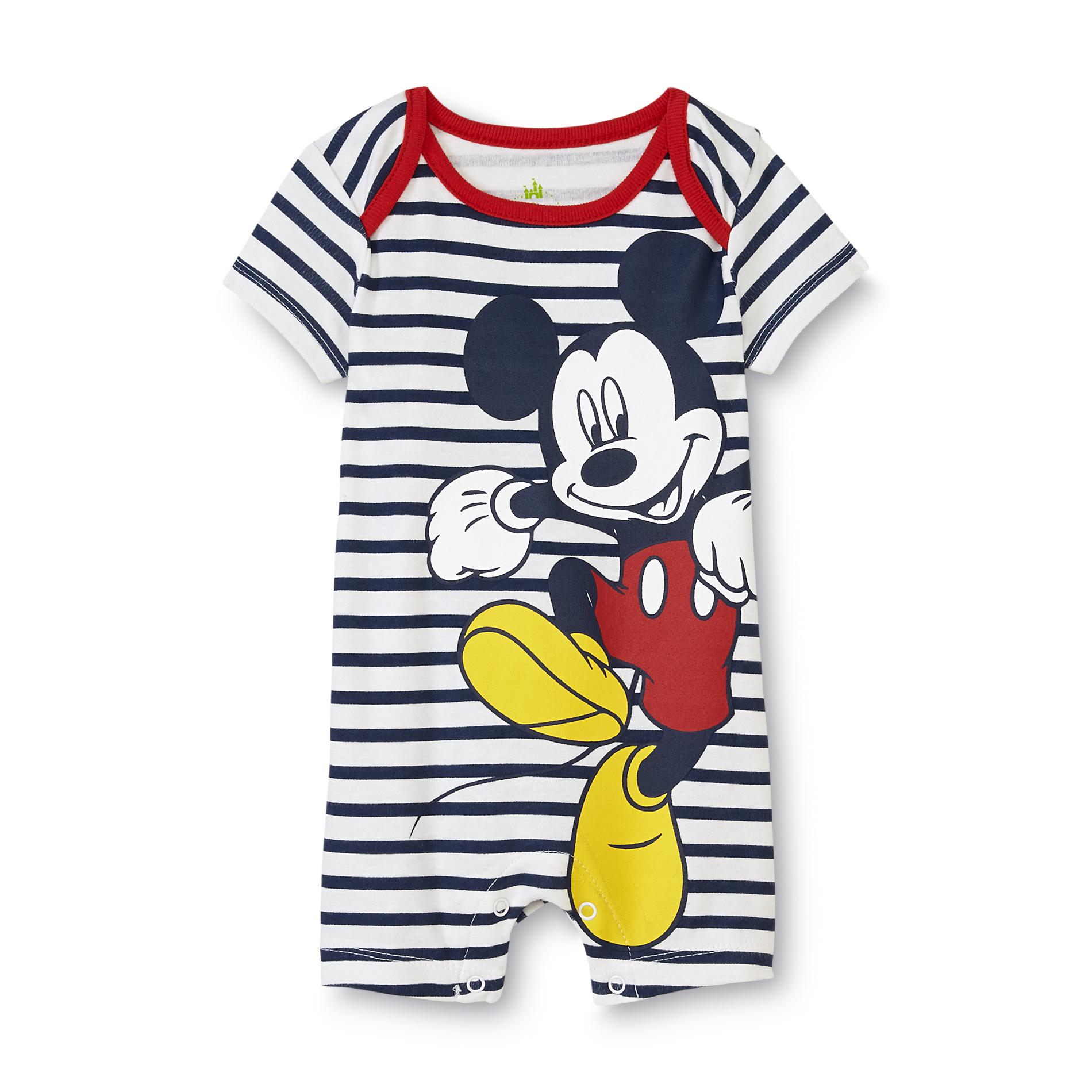 Disney Mickey Mouse Newborn Boy's Graphic Romper - Striped
