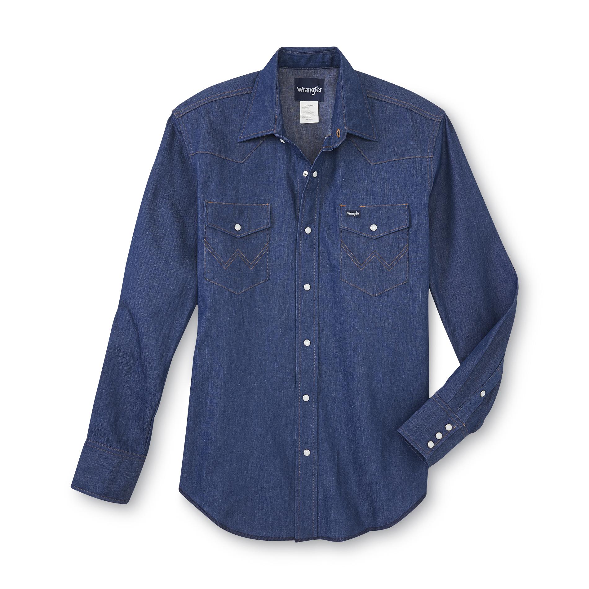 Camicia Western Wrangler Uomo - Manica Lunga, Rosso Ruby Wine, Taglia M - 60% Cotone 40% Poliestere