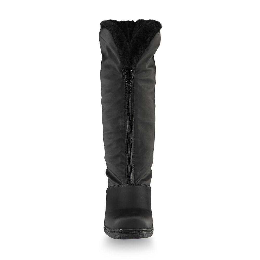 Totes Women's Cynthia Black Faux Fur Lined Waterproof Winter Snow Boot
