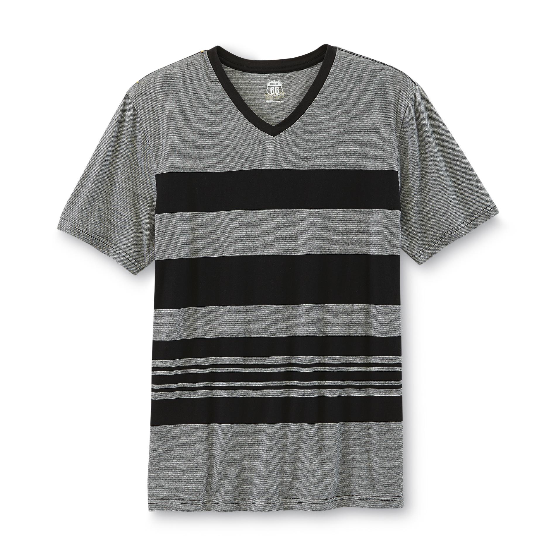 Route 66 Men's V-Neck T-Shirt - Micro Striped
