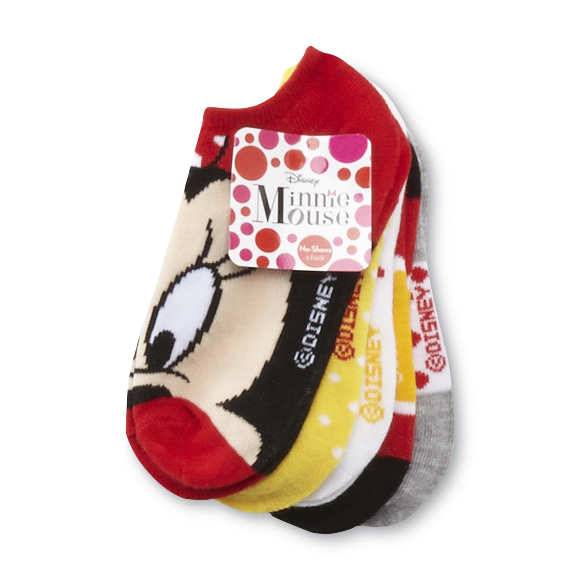 Disney Minnie Mouse Girl's 5-Pairs No-Show Socks