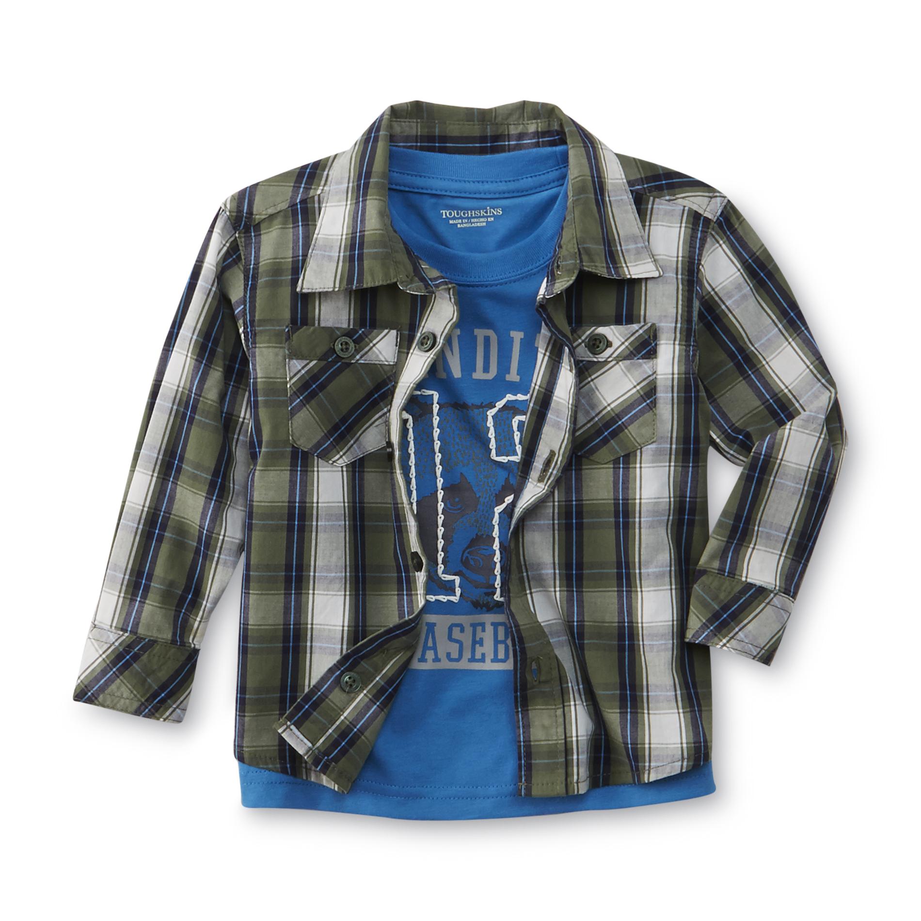 Toughskins Boy's T-Shirt & Button-Front Shirt - Plaid