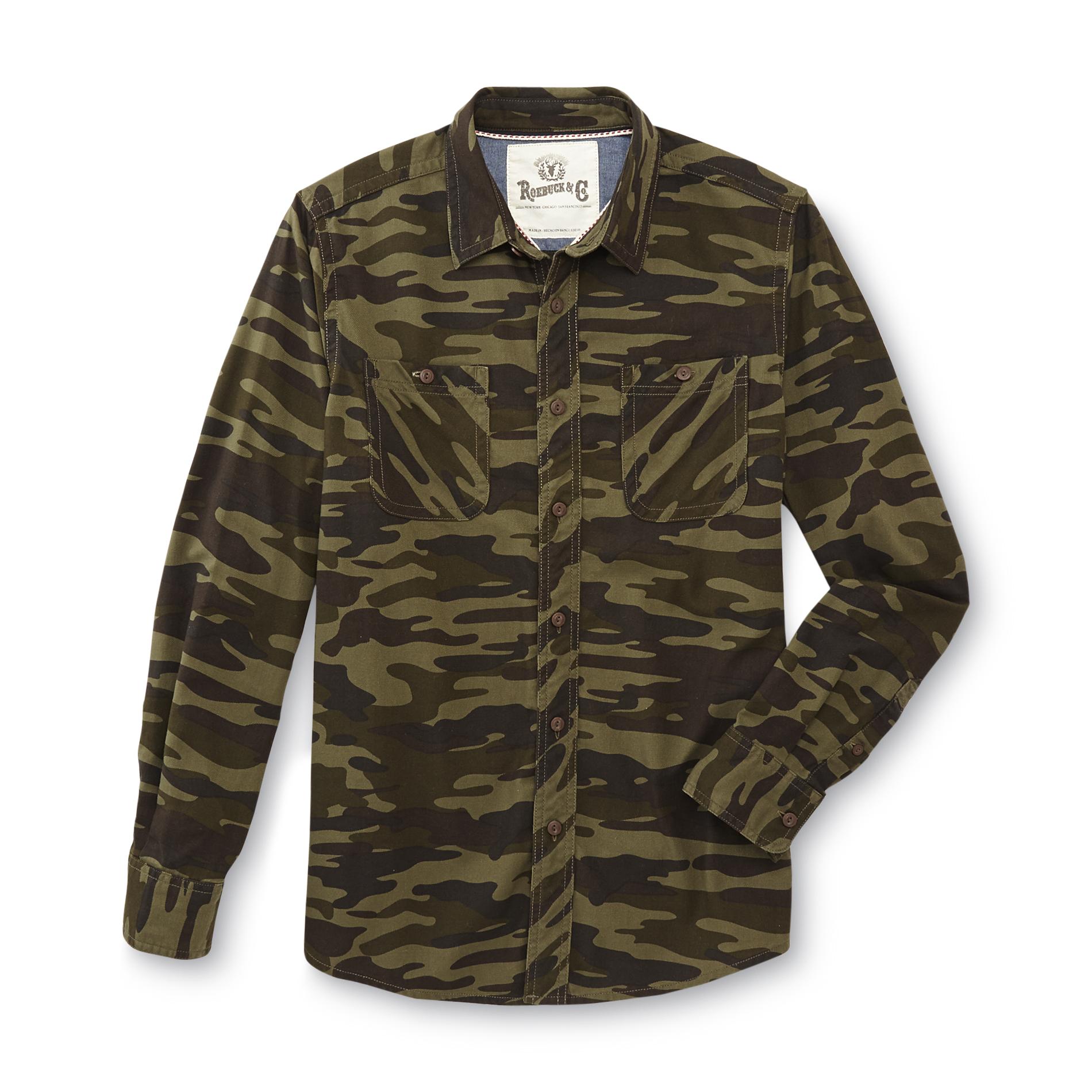 Roebuck & Co. Young Men's Twill Button-Front Shirt - Camouflage