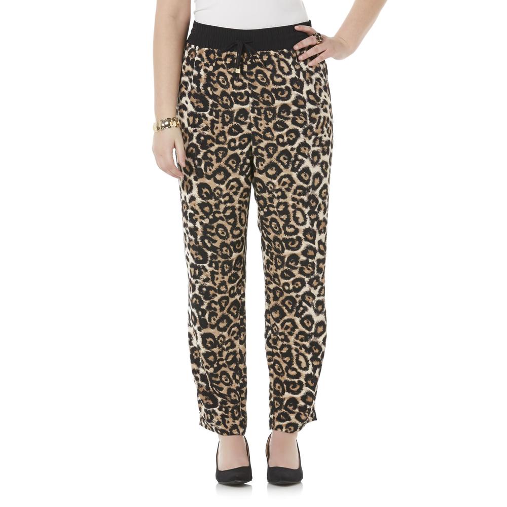 Jaclyn Smith Women's Plus Tuxedo Pants - Leopard Print