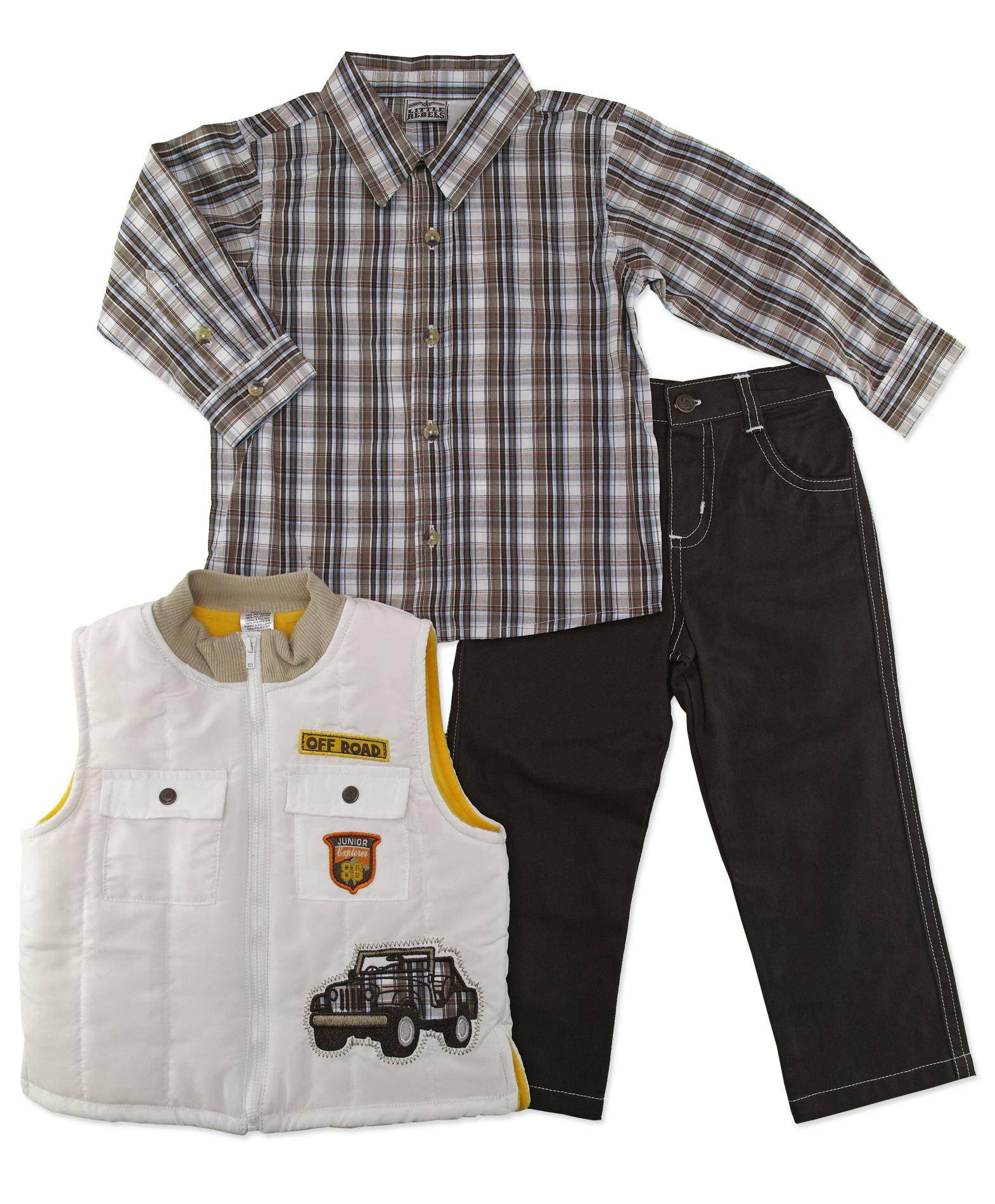 Little Rebels Infant & Toddler Boys' Off Road Vest  Shirt & Jeans
