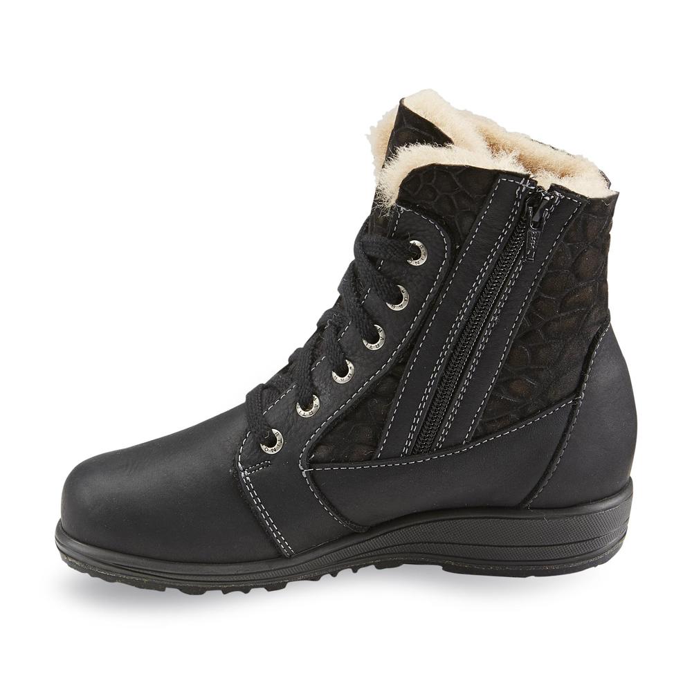 Martino Women's New Snow Park Black Winter Snow Ankle Boot - Wide Width
