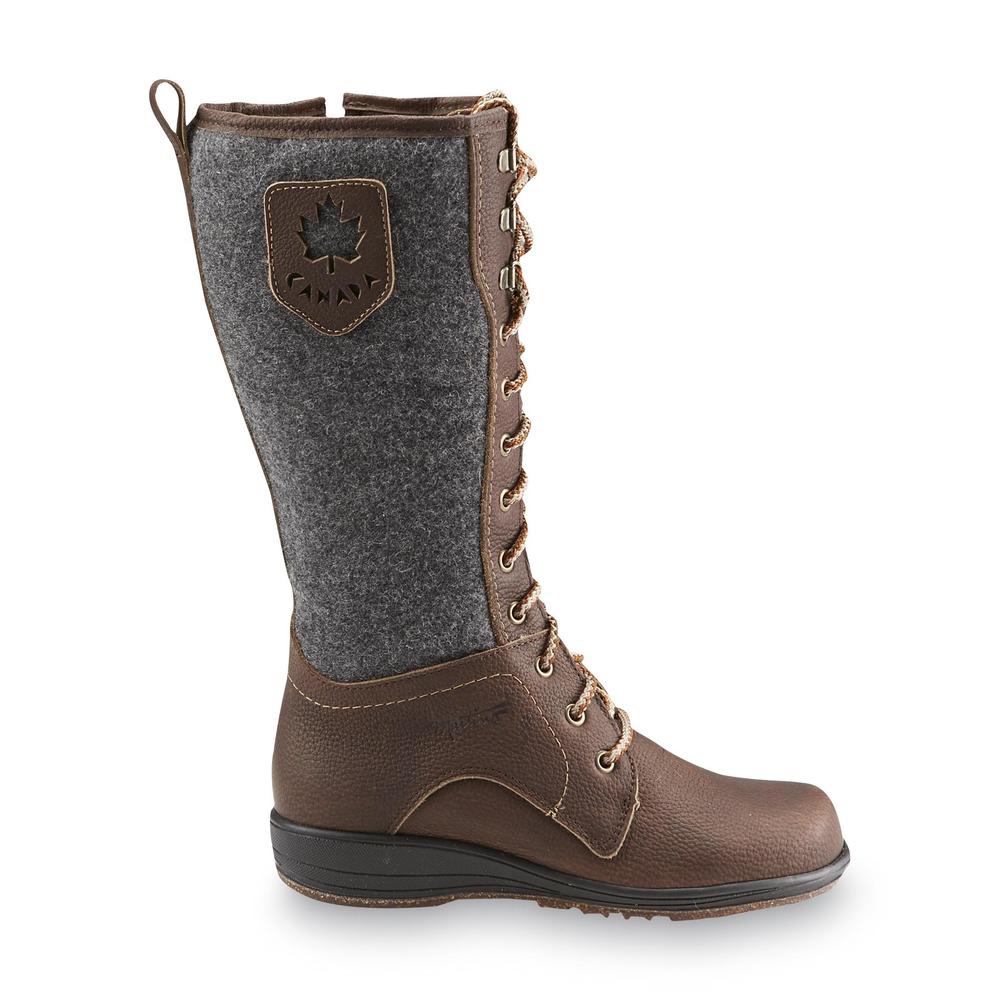Martino Women's New Josie Canada Brown/Gray Extended-Calf Winter Snow Boot - Wide Width