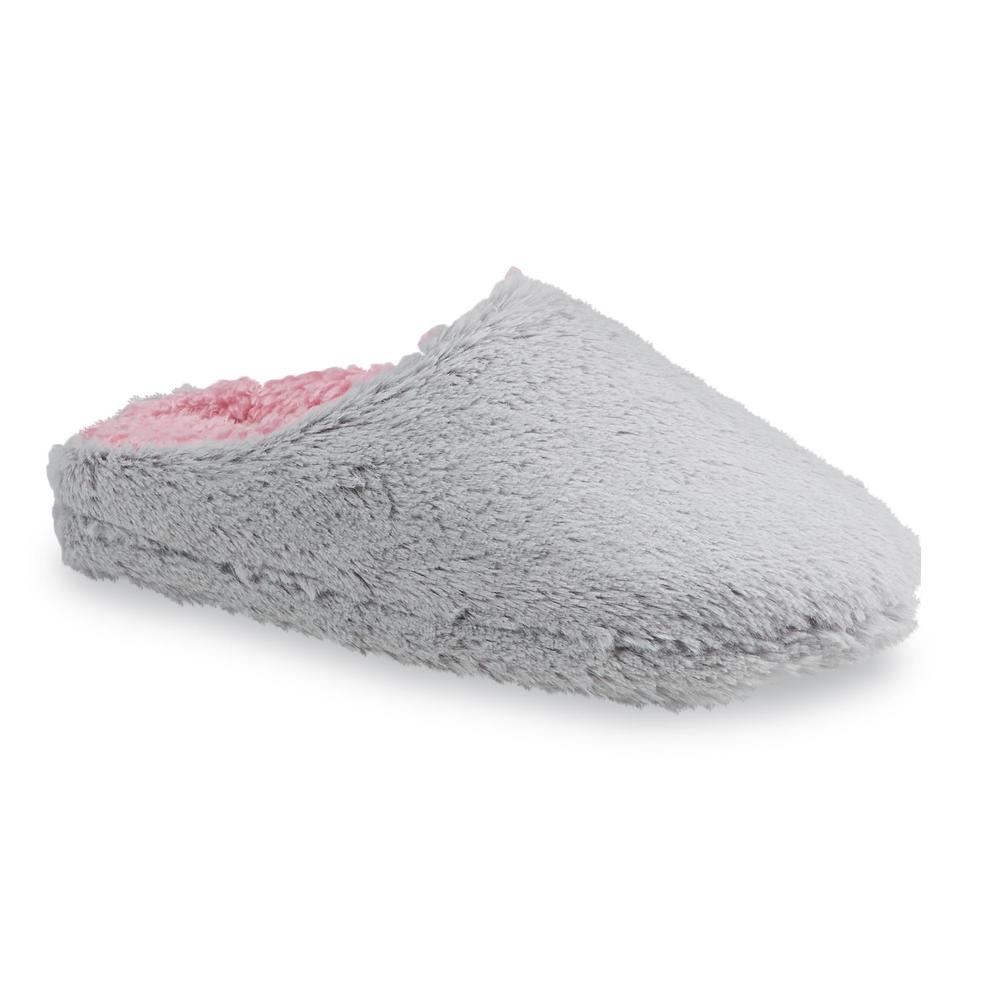 Joe Boxer Women's Gray/Pink Plush Scuff Slipper