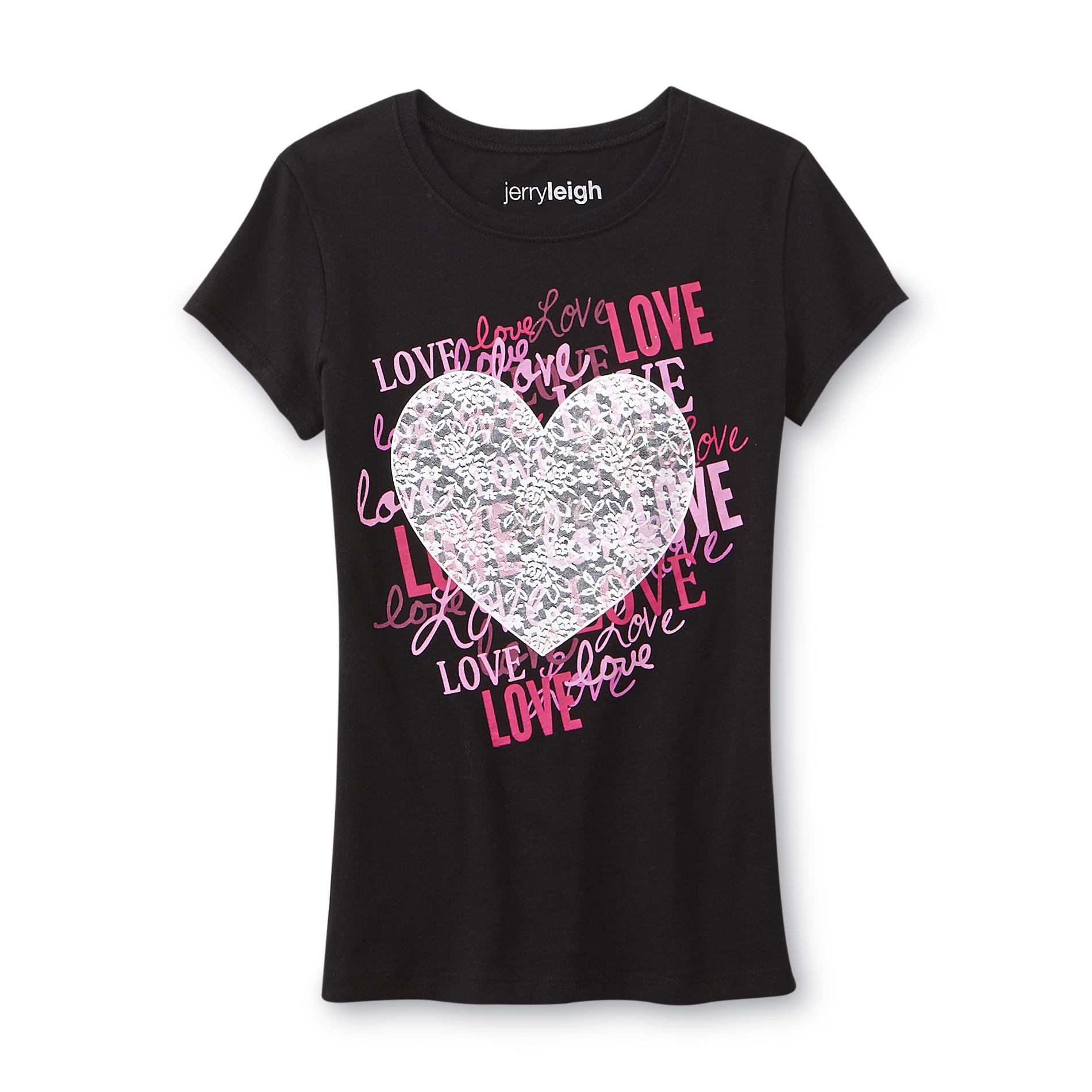 Jerry Leigh Girl's Graphic T-Shirt - Love & Lace Heart