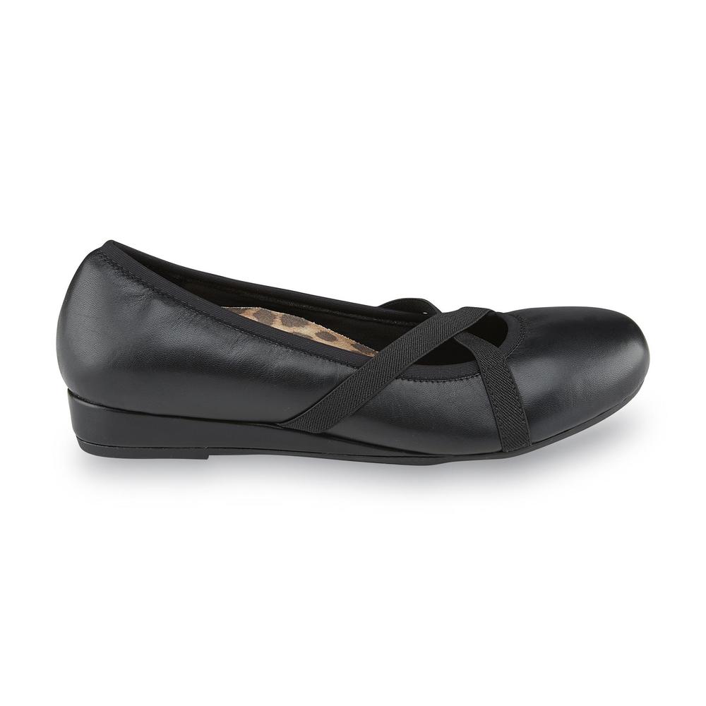 Vionic Women's Dakota Black Leather Wedge Shoe