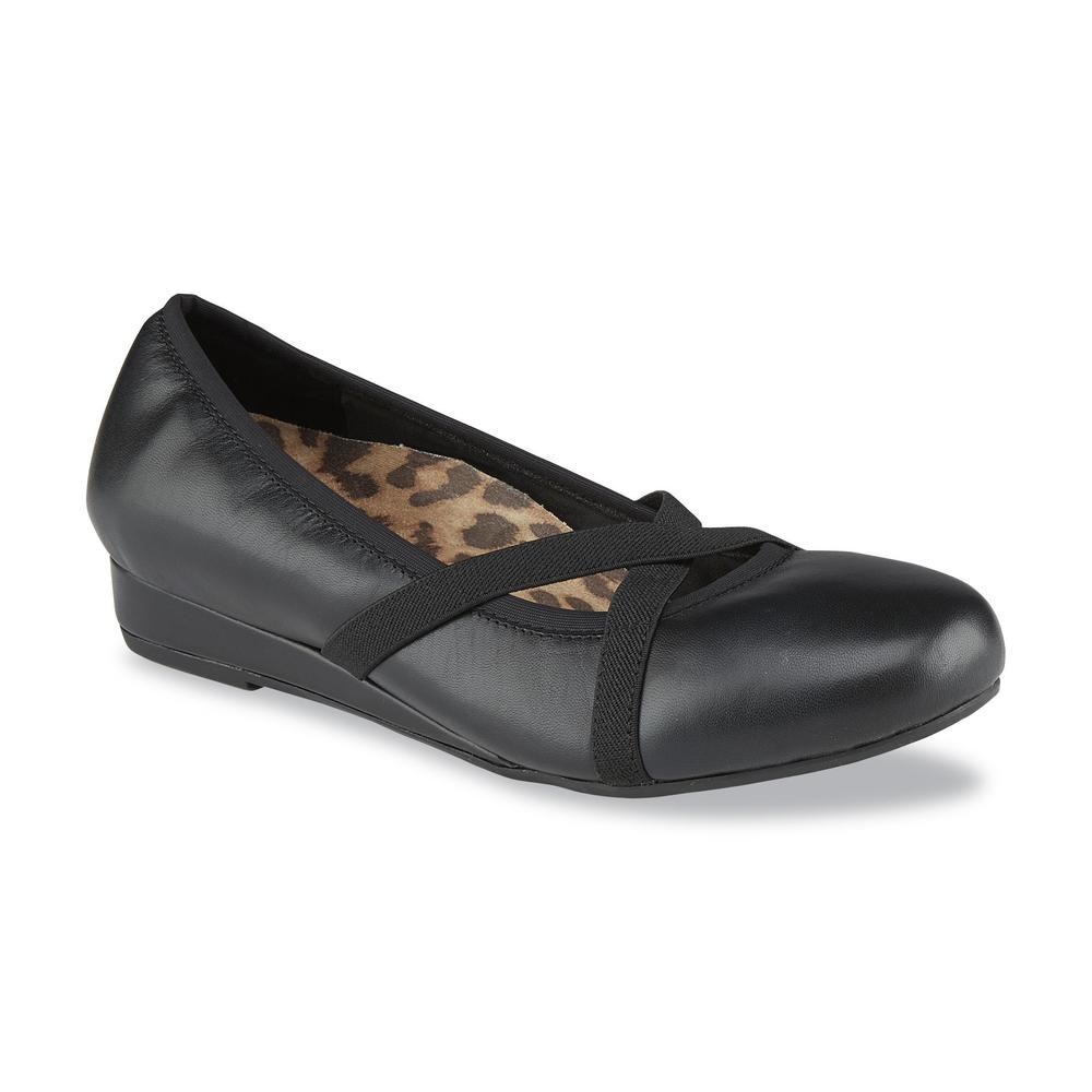 Vionic Women's Dakota Black Leather Wedge Shoe