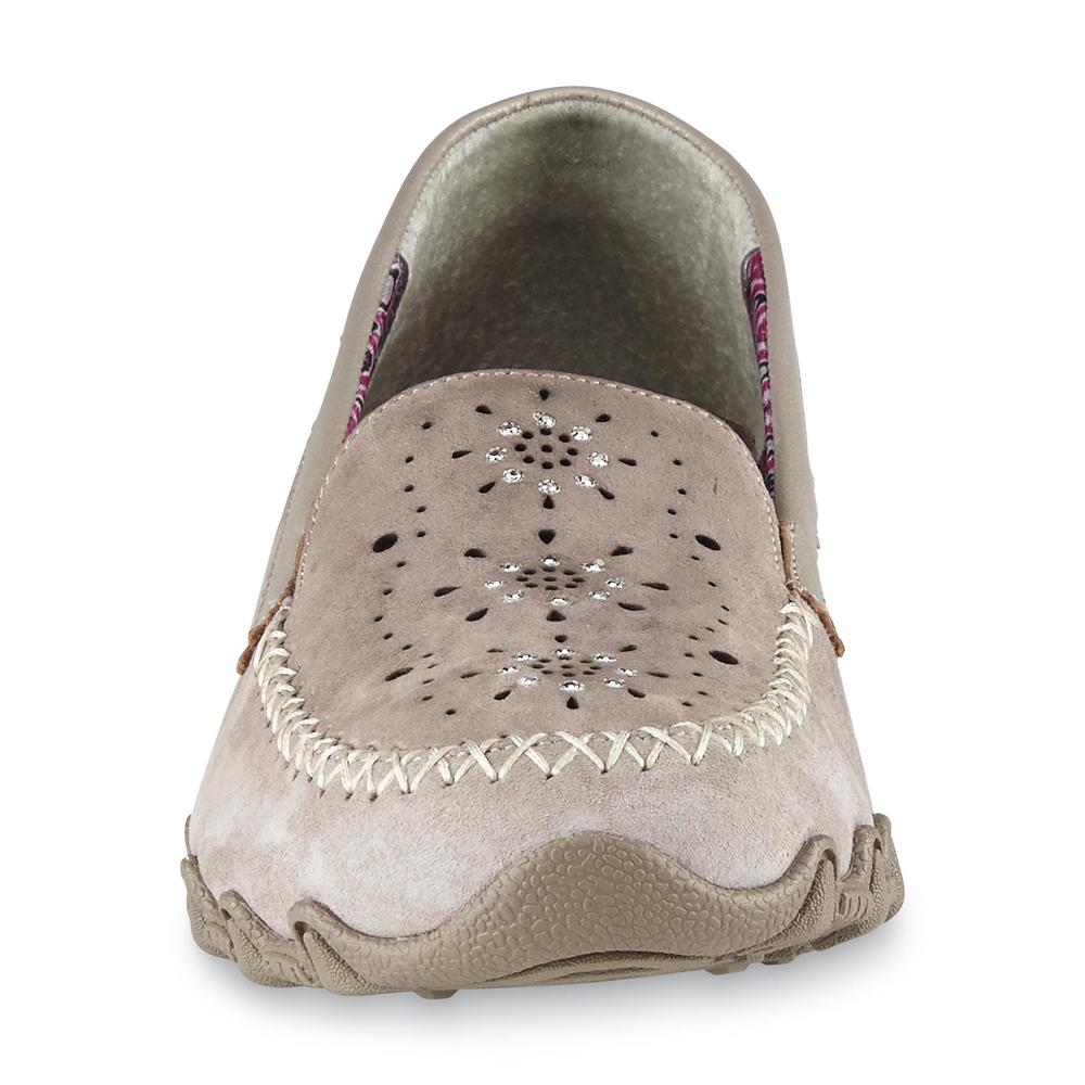 Skechers Women's Bikers Studded Taupe Moc Toe Loafer