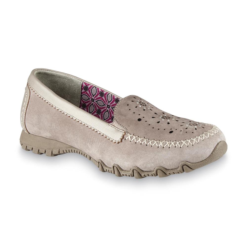 Skechers Women's Bikers Studded Taupe Moc Toe Loafer