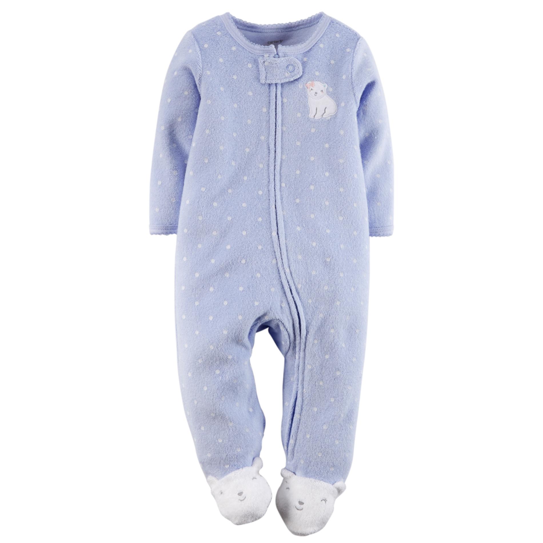 Carter's Newborn Girl's Terry Cloth Sleeper Pajamas Polar Bear