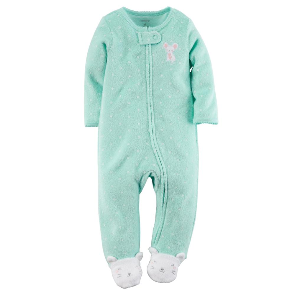 Carter's Newborn Girl's Terry Cloth Sleeper Pajamas - Mouse