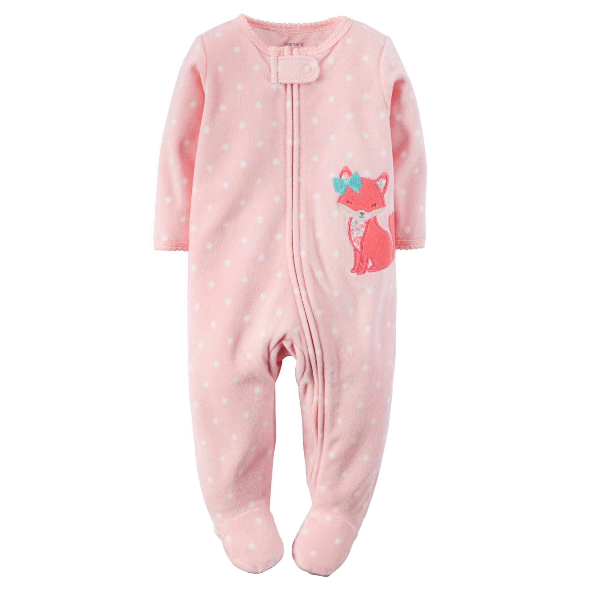 Carter's Newborn Girl's Fleece Sleeper Pajamas - Fox