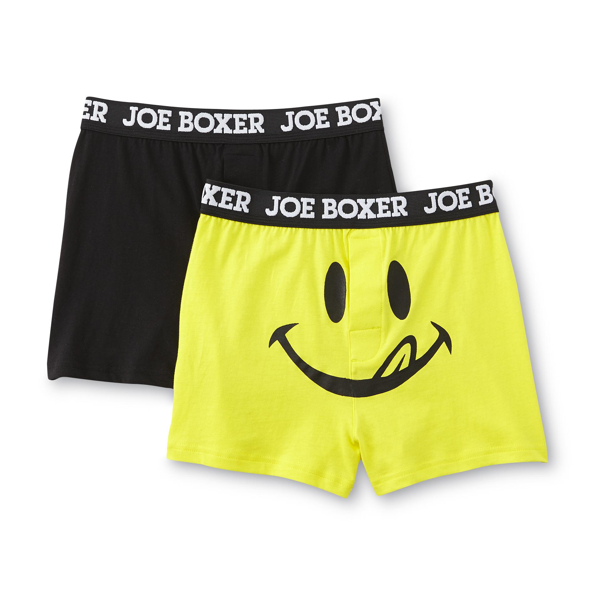Joe Boxer Boy's 2-Pairs Graphic Boxer Shorts - Solid & Mr. Licky