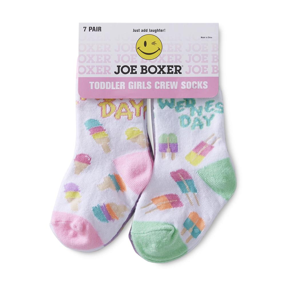 Joe Boxer Toddler Girl's 7-Pack Crew Socks - Days of the Week
