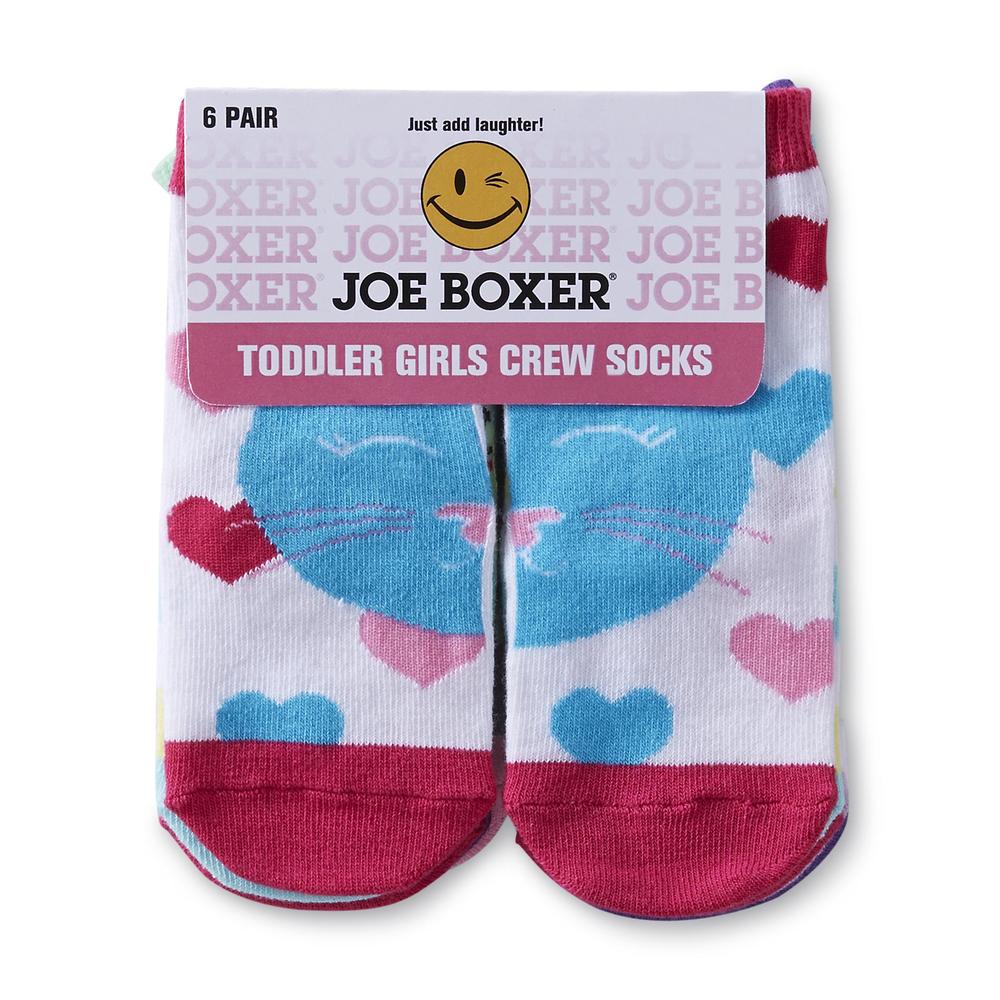 Joe Boxer Toddler Girl's 6-Pack Crew Socks - Striped