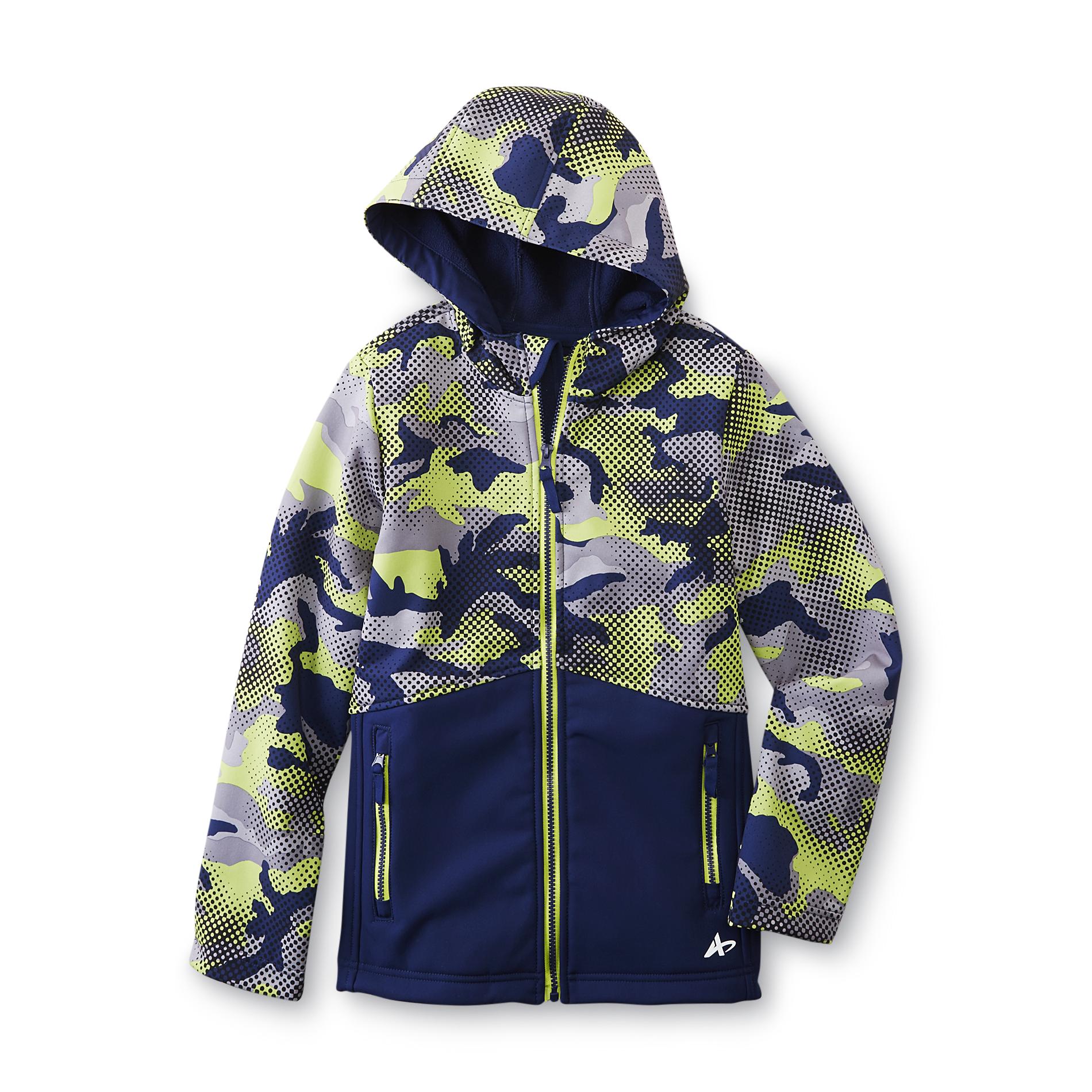 Athletech Boy's Hooded Fleece-Lined Windbreaker Jacket - Camouflage