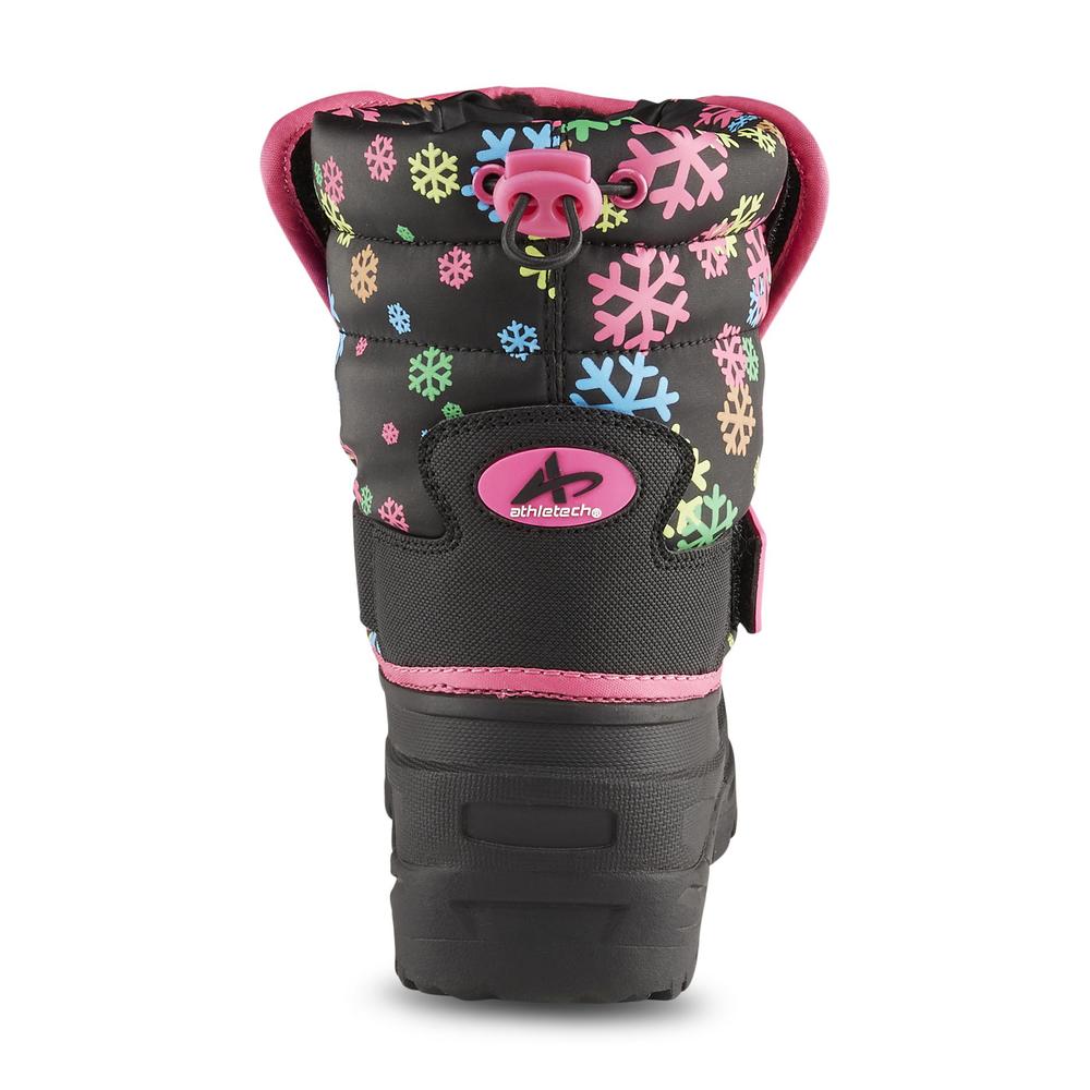 Athletech Girl's Touhy Black/Pink/Snowflake Winter Snow Boot