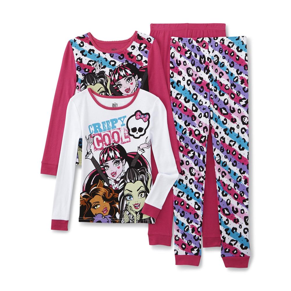 Monster High Girl's 4-Piece Long-Sleeve Pajamas