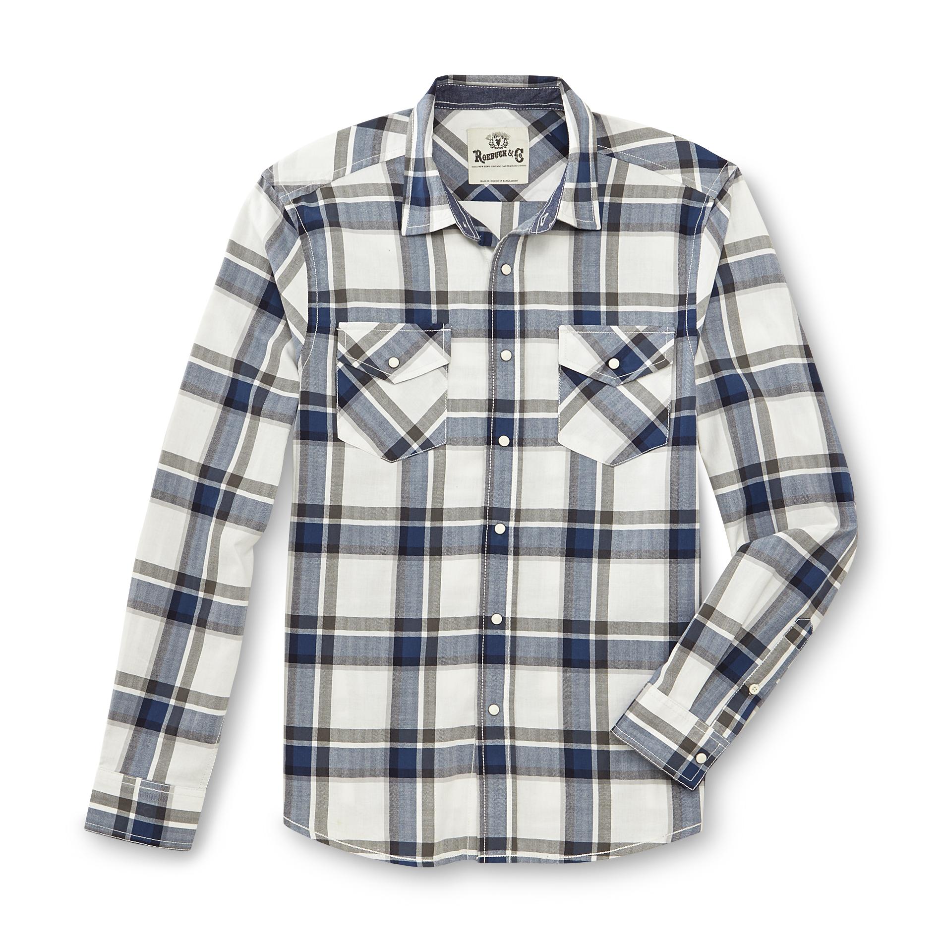 Roebuck & Co. Young Men's Snap-Front Casual Shirt - Plaid