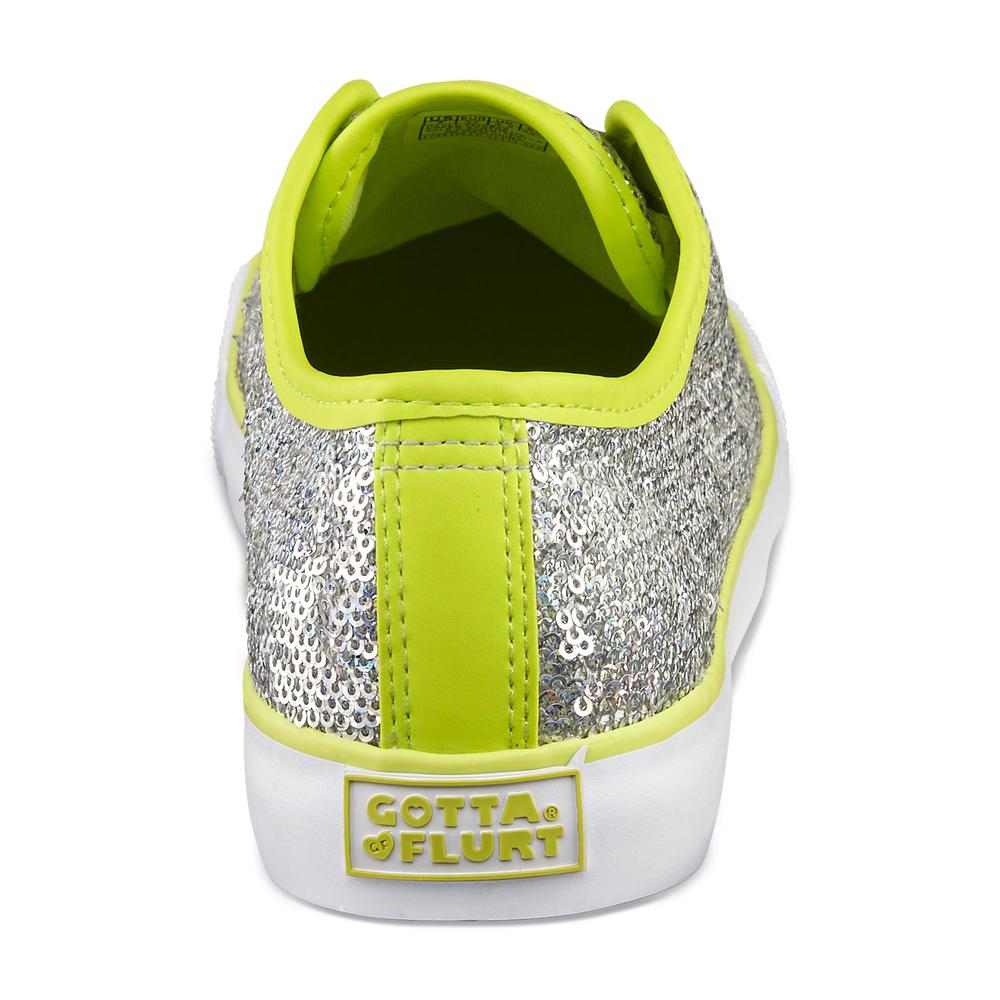 Gotta Flurt Women's Pizzazz Casual Sneaker - Silver/Lime