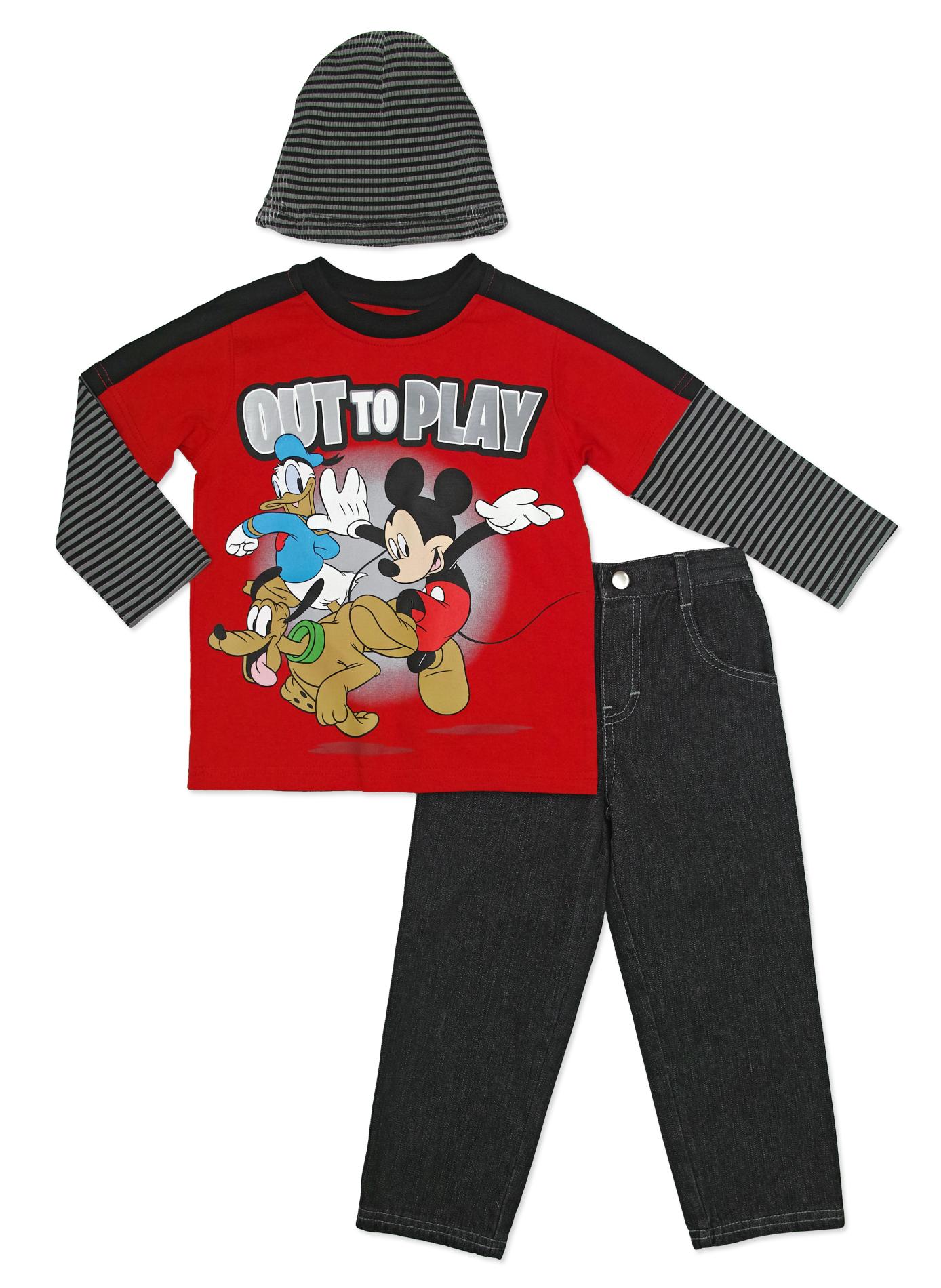 Disney Mickey Mouse Infant & Toddler Boy's Hat  T-Shirt & Jeans