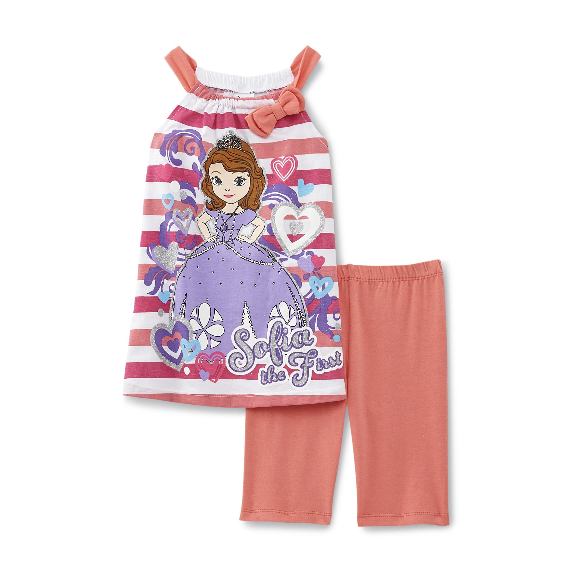 Disney Sofia the First Girl's Tank Top & Shorts - Striped