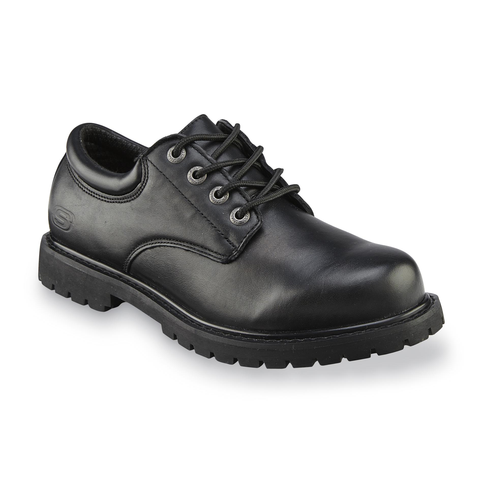 skechers black leather work shoes