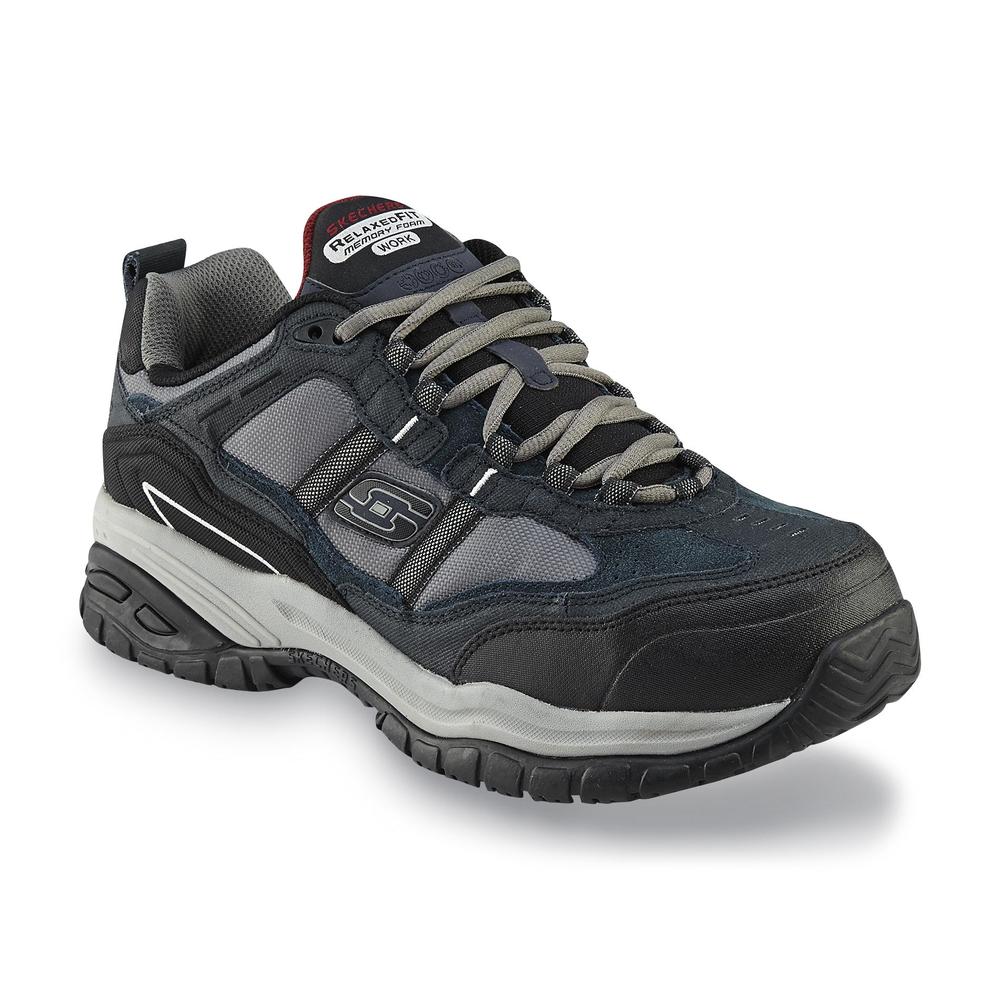 Skechers Work Men's Grinnel Relaxed Fit Composite Toe Work Shoe 77013 Wide Width Available - Navy/Gray