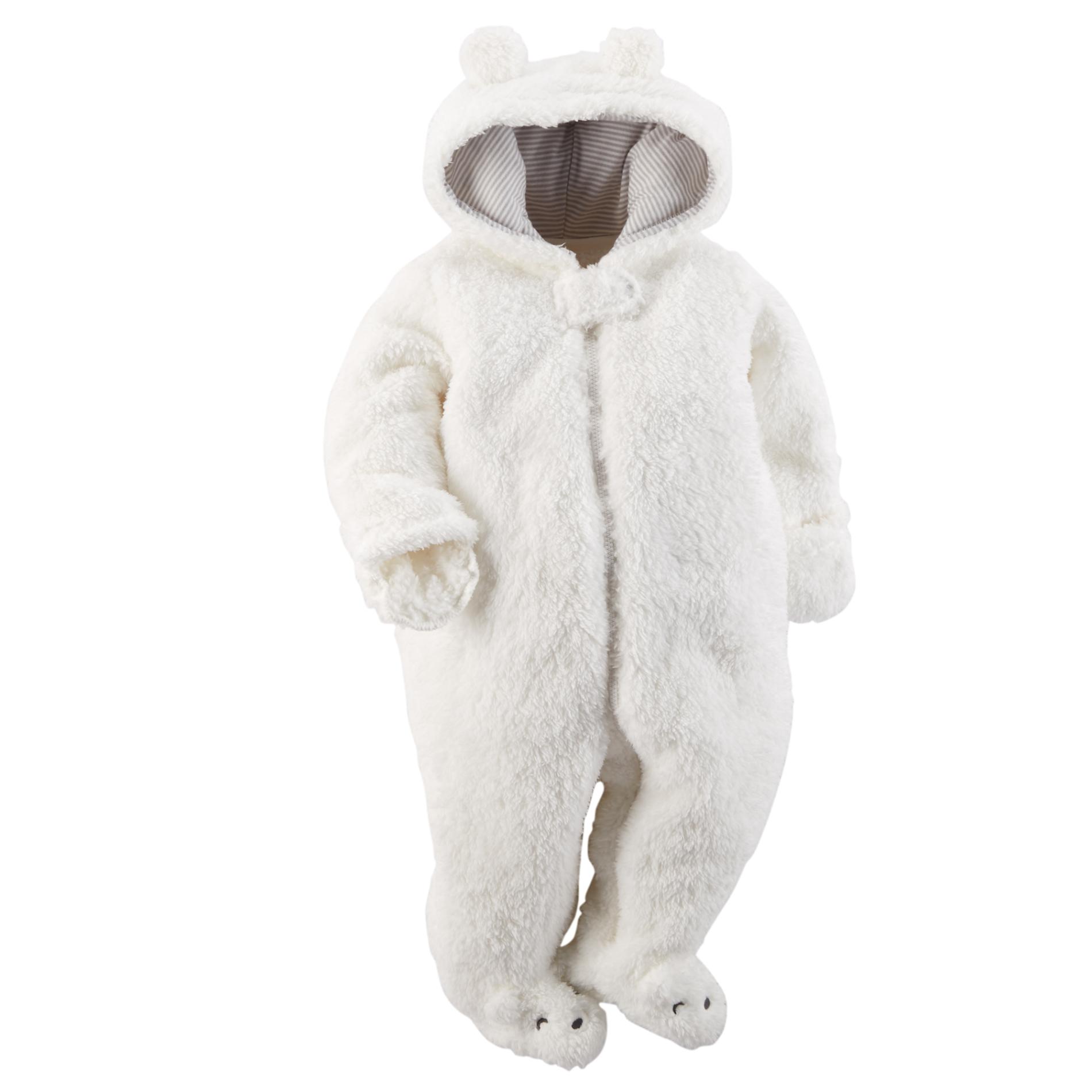 Carter's Newborn Plush Fleece Hooded Pram Suit