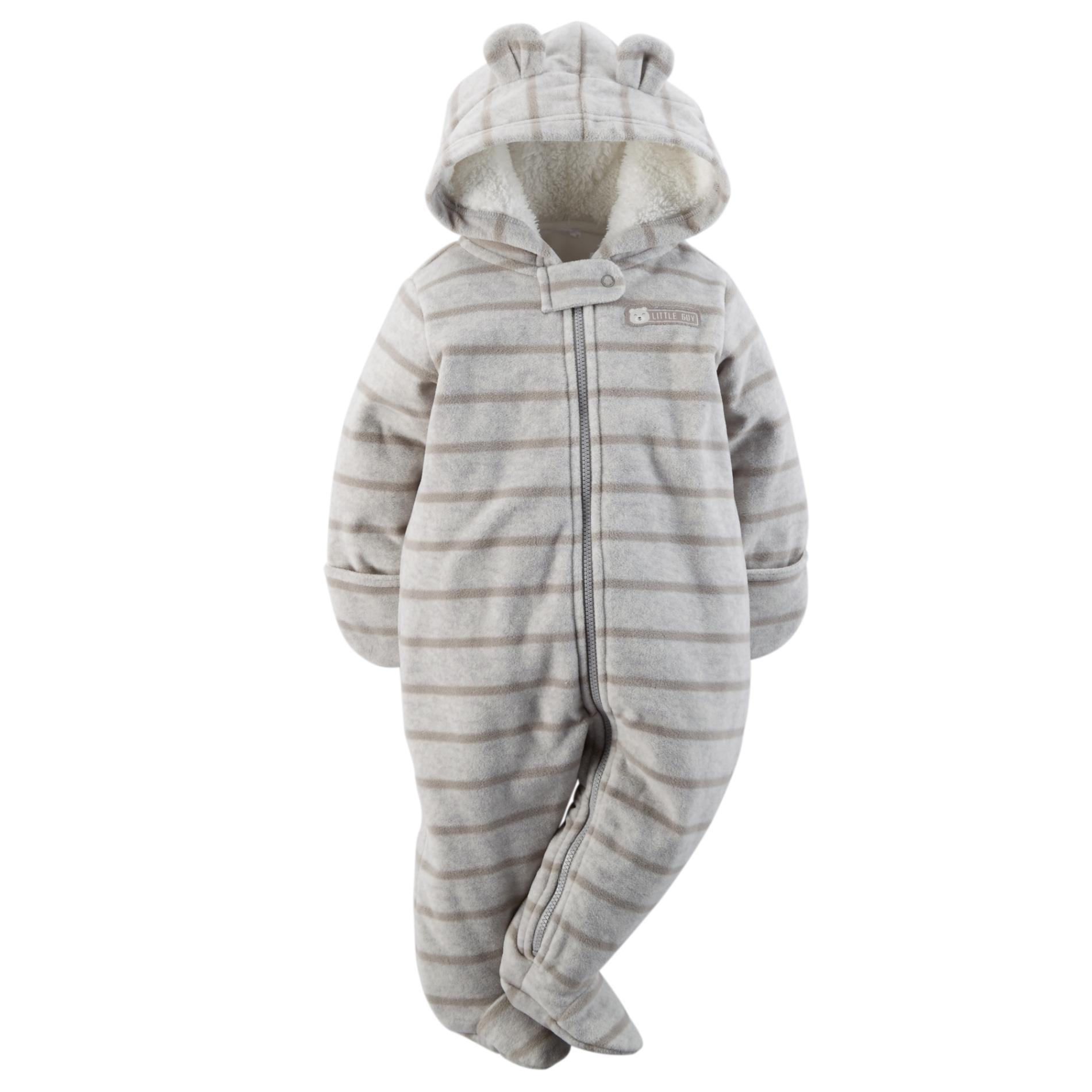 Carter's Newborn Boy's Fleece Hooded Pram Suit - Striped
