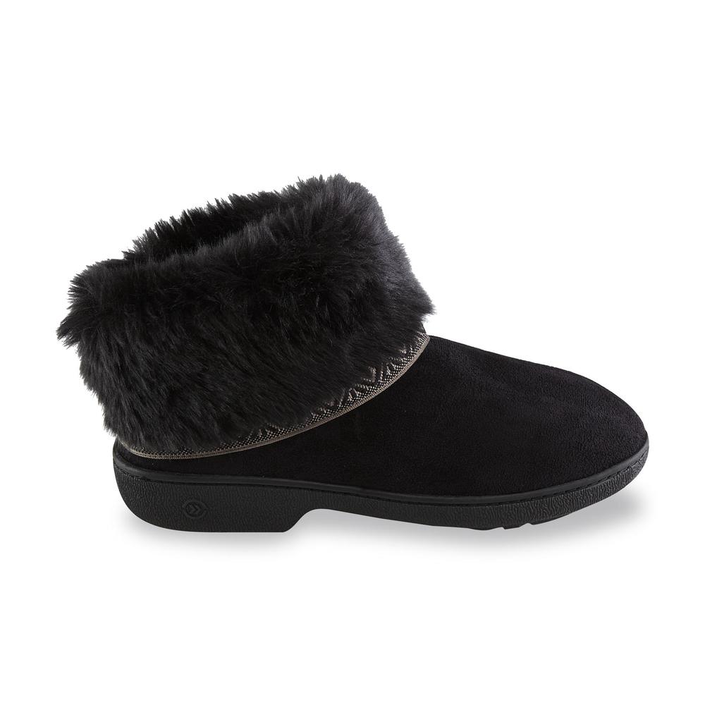 Isotoner Women's Woodlands Black Bootie Slipper