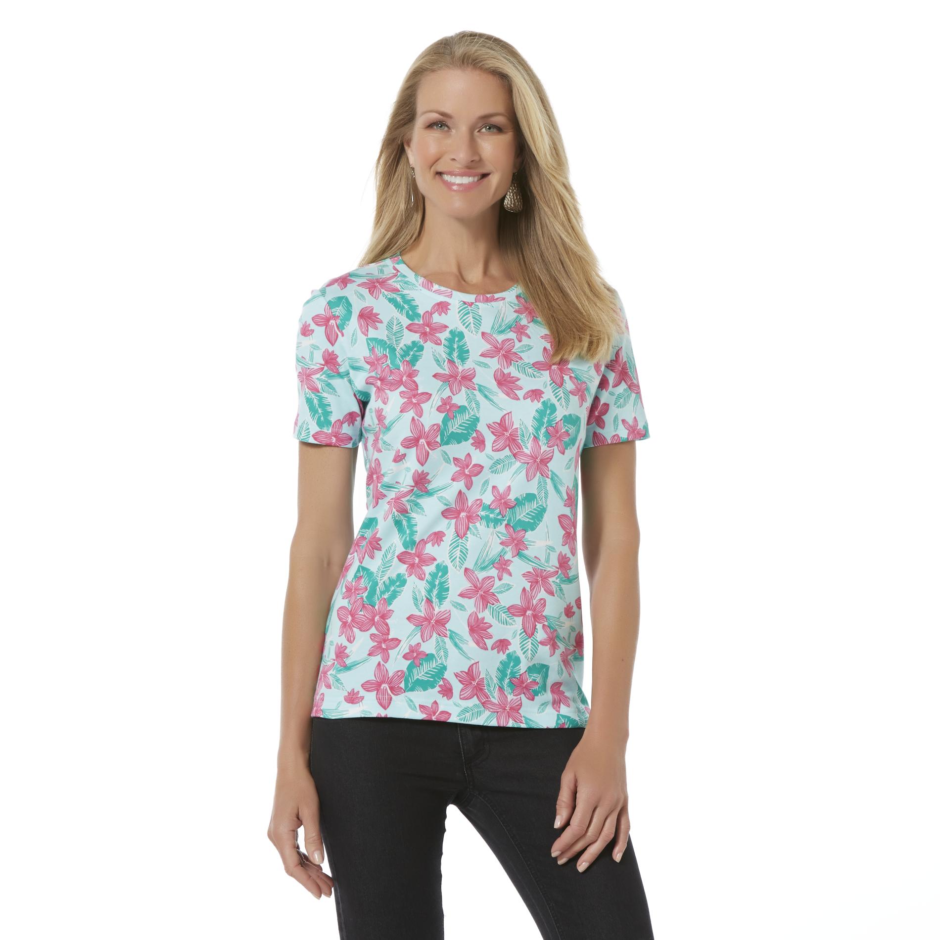 Basic Editions Women's T-Shirt - Floral Print