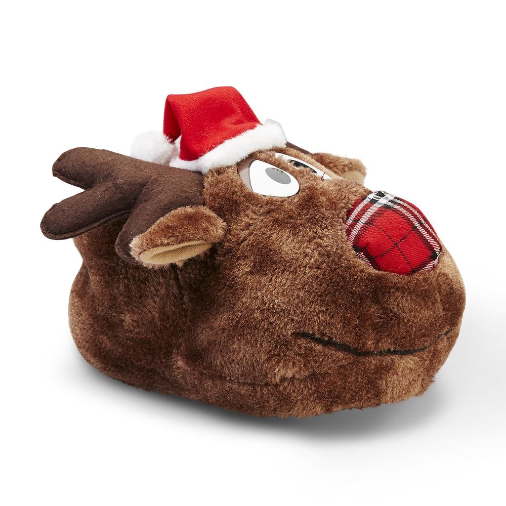 Joe Boxer Women's Christmas Reindeer/Brown/Red Slippers