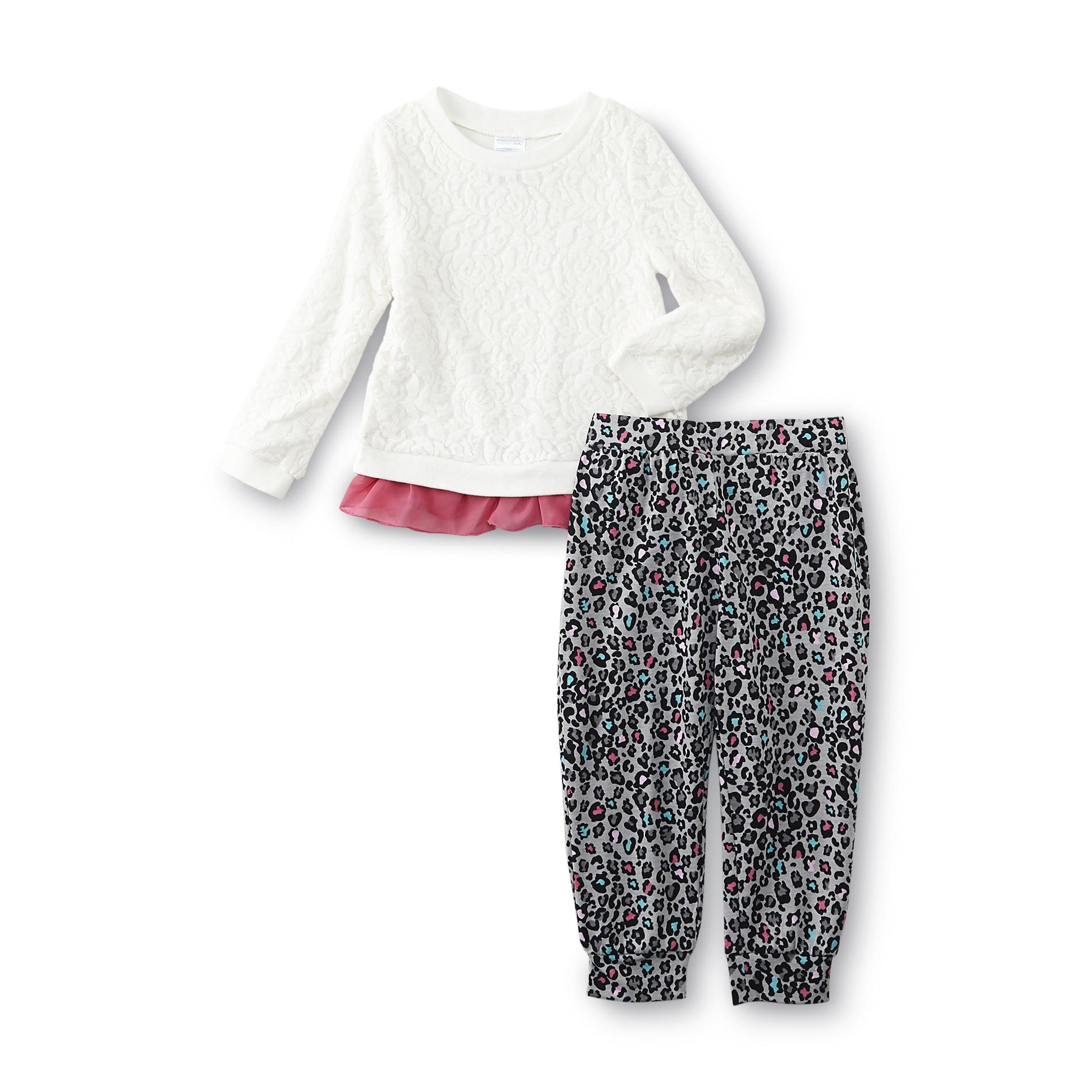 WonderKids Infant & Toddler Girl's Layered Look Shirt & Leggings - Lace & Leopard Print