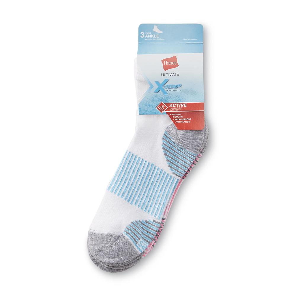 Hanes Women's 3-Pairs X-Temp Ankle Socks