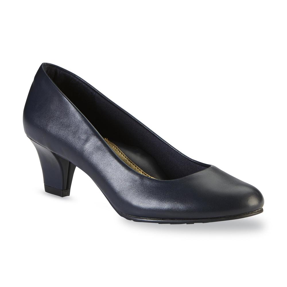 Soft Style by Hush Puppies Women's Gail Navy Mid-Heel Pump - Wide Width Available