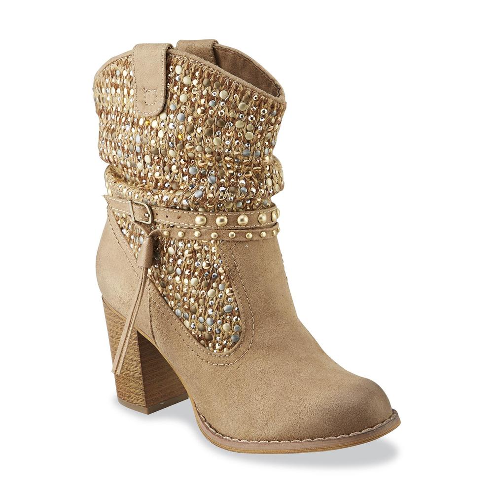Not Rated Women's Thumbs Up Tan Embellished Boot