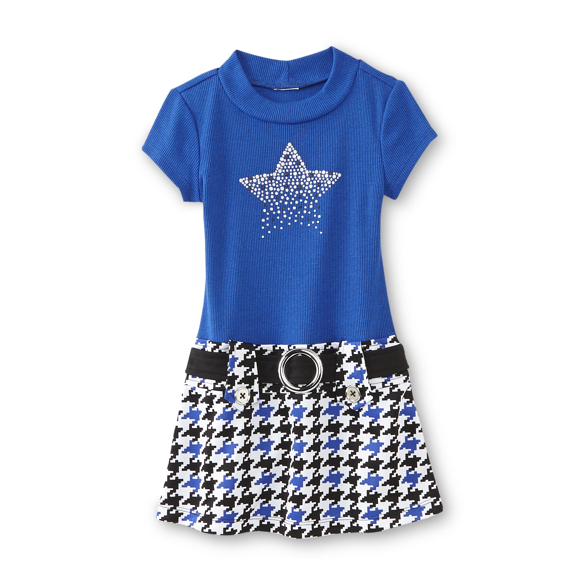 WonderKids Infant & Toddler Girl's Drop Waist Dress - Houndstooth Check & Star