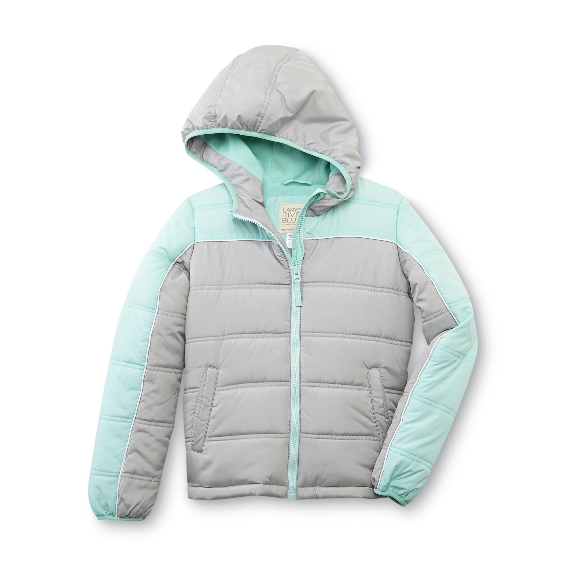 Canyon River Blues Girl's Hooded Puffer Jacket - Colorblock
